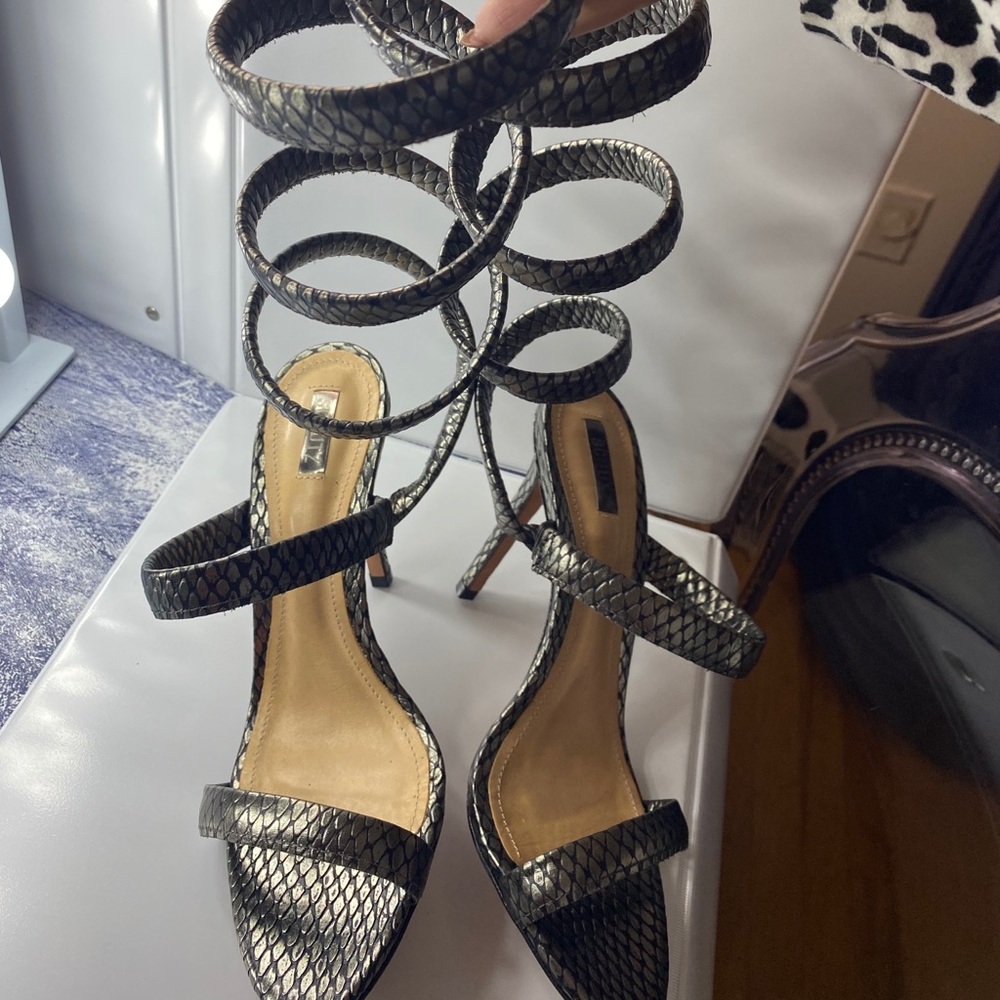 Sneak skin wrapped around sandal